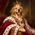 Royal Portrait sample — golden retriever as 18th-century royalty
