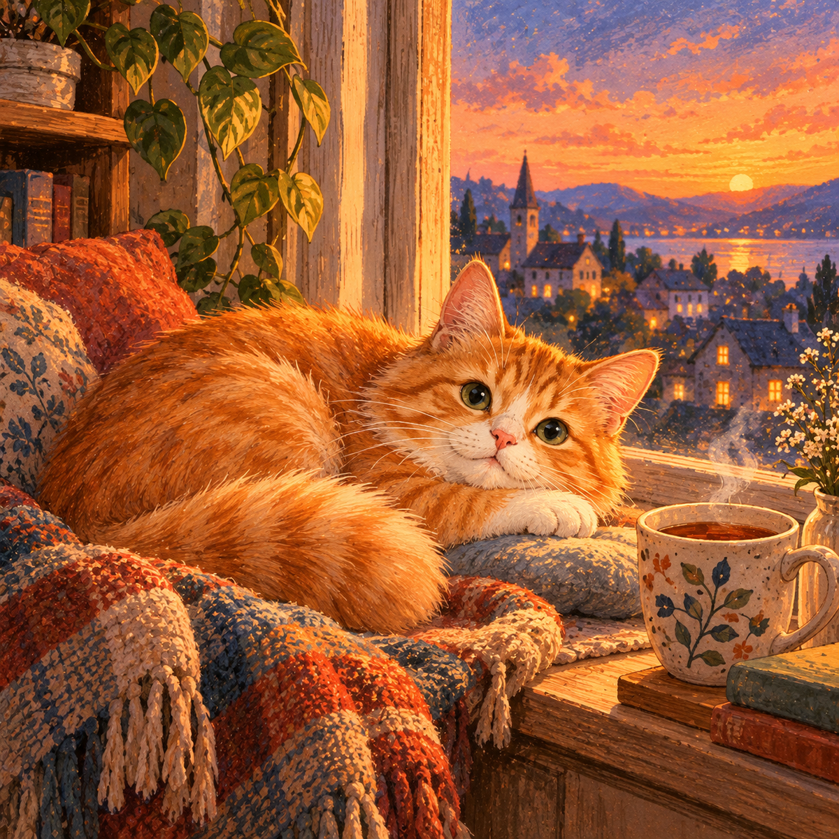 Storybook Illustration sample — orange cat